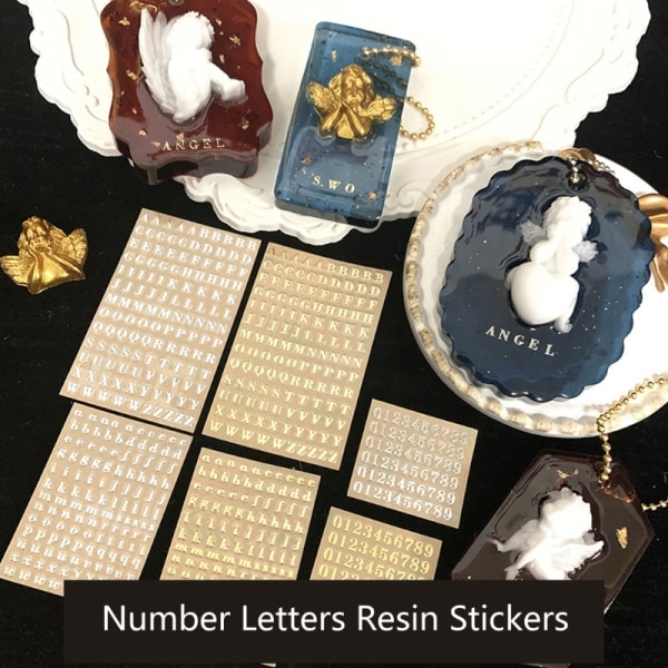 5 st alfabetbokstäver Glitter Resin dekorativa klistermärken engelska Gold L