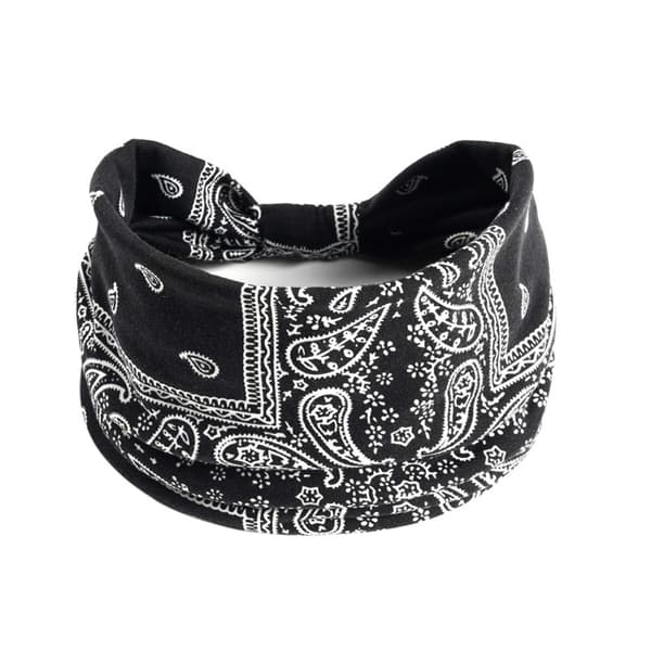 Boho Knot Turbans Yoga Elastic Head Wrap Printed Pannband Dark blue