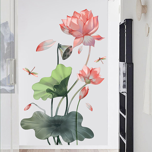 Lotus Dragonfly Väggdekaler vardagsrum vägg bakgrund Bedro