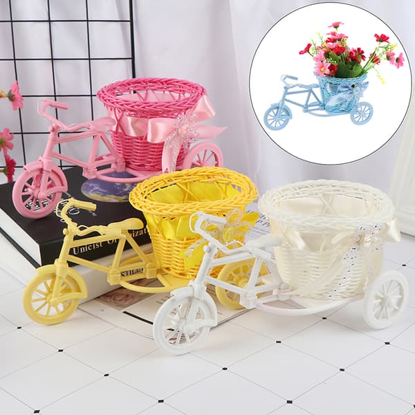 Liten Trehjuling Cykel Blomkorg Vas Förvaring Hemmakontor T White