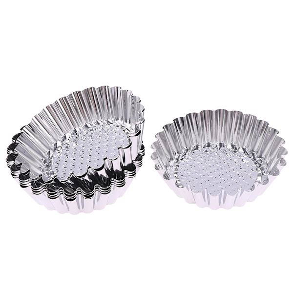 1/6 st Återanvändbar rostfritt stål Cupcake Egg Tart Form Rund Pas 6Pcs
