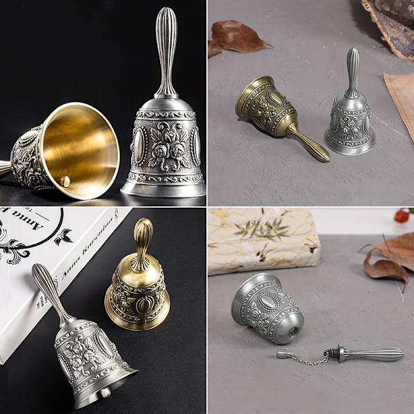 Retro Metalen Tone Hand Bell Hand Held Craft Bruiloft Decoratie C