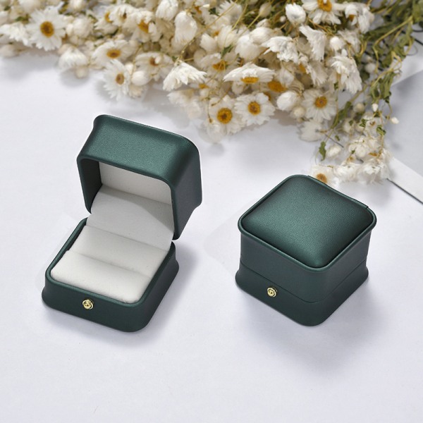 Hög kvalitet fyrkantiga PU-örhängen Ring Box Smycken Dark green