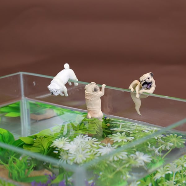 Hängande mops Hund Akvarium Prydnad Aquarium Vägg Landscaping De A