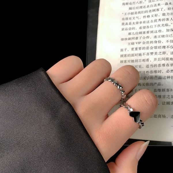 2ST Vintage Heart Ring Love Finger Rings Set för kvinnor par