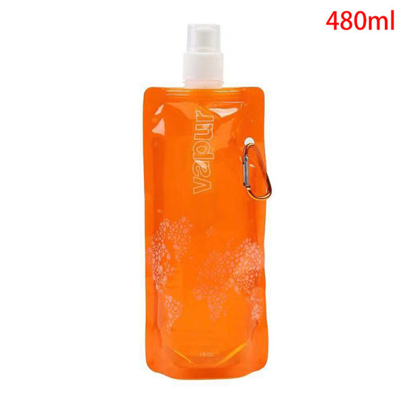 480 ml bärbar ultralätt hopfällbar vattenpåse Mjuk kolvflaska Orange