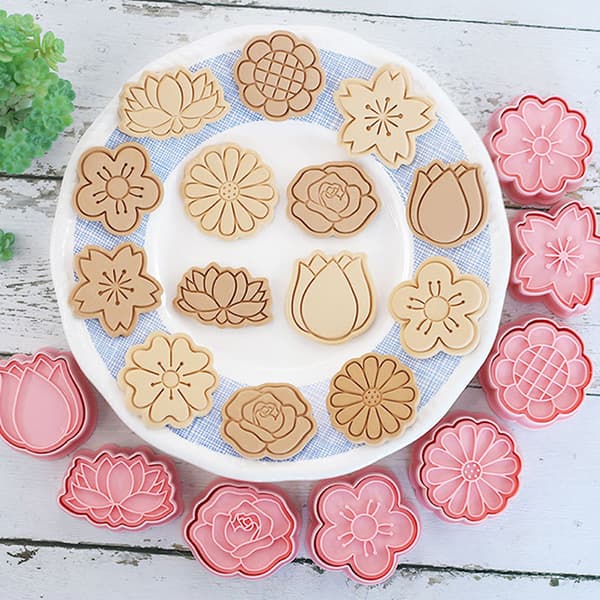 8 st Blomform Cookie ters 3D Plast Form Cookie St