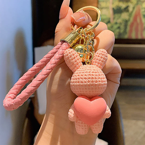 Peach Heart Woven Love Key Cha. Par Skolväska Bilnyckel Cha A5