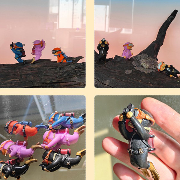 Kawaii Resin Frogman Aquarium Ornaments Intressant Floating De A8