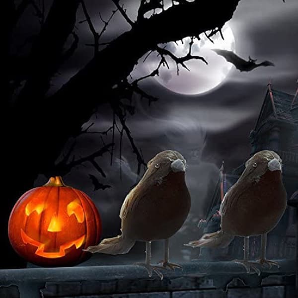 Halloween Black Crow Props Realistic Raven Spooky Feathered Cro