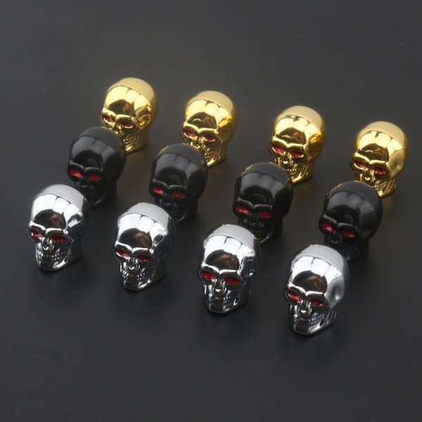 Skull Valve Caps ABS Bil Hjulpluggar För Alufälgar Däck Valv Black