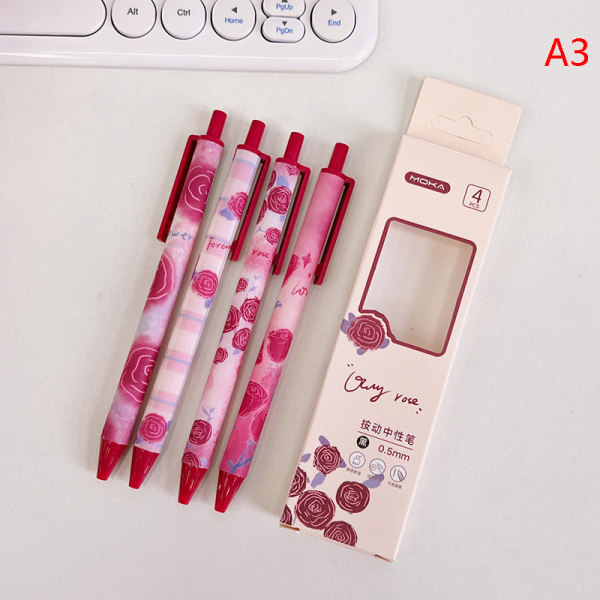 4st Gel Pen Enkel Candy Color Indragbar 0,5 mm svart bläck A3