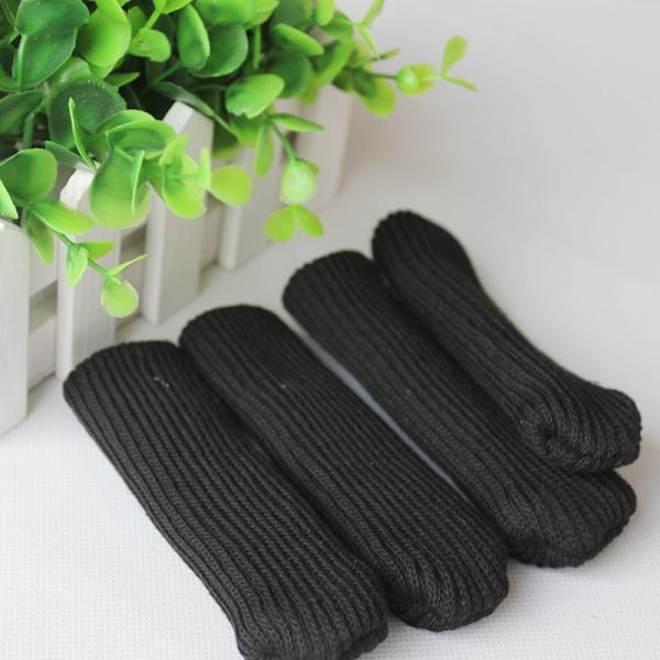 4 Styck Hög Elastisk Stickad Bordsstol Fötter Ben Strumpa Golvskydd Black