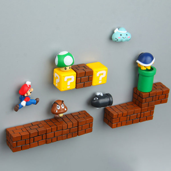 Klassisk 3D Super Mario Kylskåp Stark Magnet Sticke 12pcs D