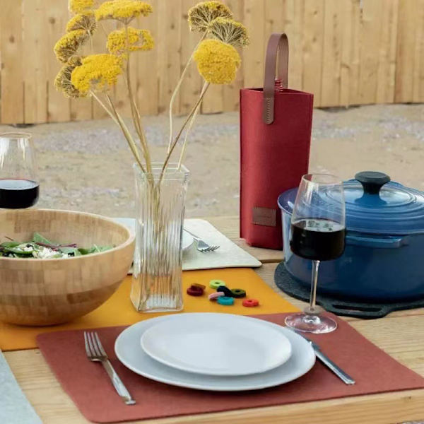 Vinpåse Filt Enflaska Isolerad Tote Flaska Vinbärare Red