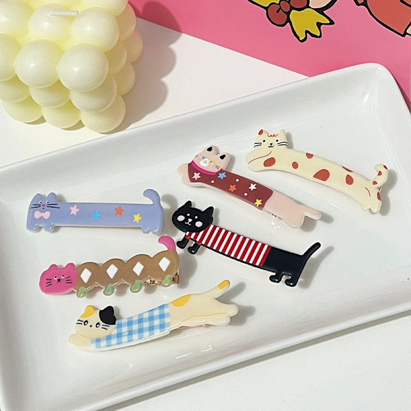 Tecknad hårklämma e Cat Shape Side Bangs Clip Makeup Tools Girl A2