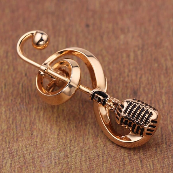 Antik Mikrofon Musiknot Brosch Krage Pins Kvinnor Corsage