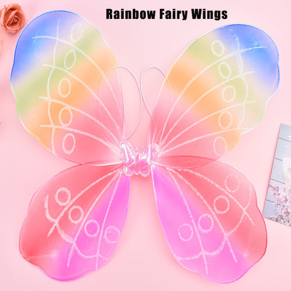 Elegant flicka Fairy Butterfly Wing Rainbow Barn Födelsedag Par