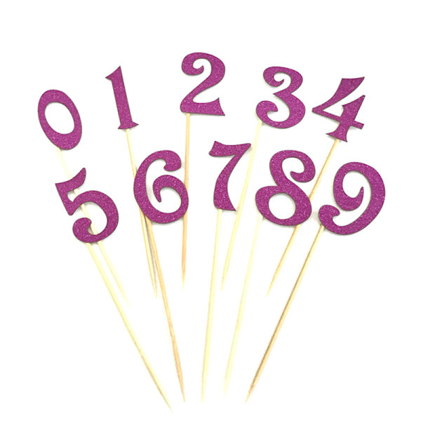 10st digital tårt topper nummer cupcake toppers födelsedagsfest Silver
