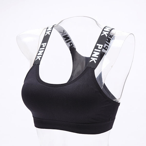 Dam Sport BH Fitness Top Bokstäver Yoga BH För Svart Vit Ru White