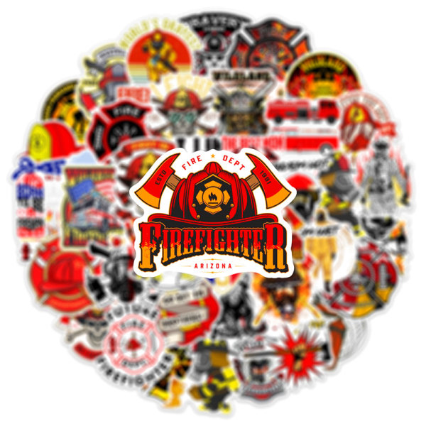 50PCS Fire Hero Firefighter Stickers Motorcykel Bagage Laptop
