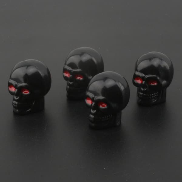 Skull Valve Caps ABS Bil Hjulpluggar För Alufälgar Däck Valv Black
