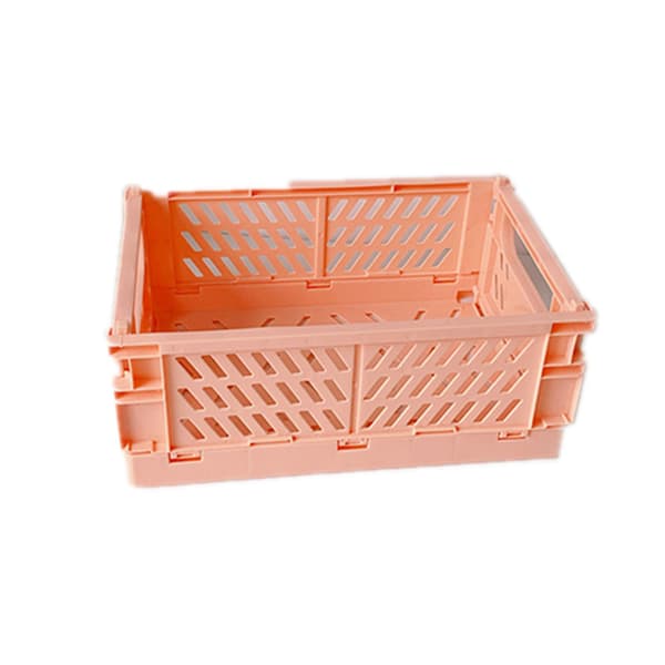 Mini plastförvaringslåda Hopfällbar förvaringsbehållare Desktop Pink S