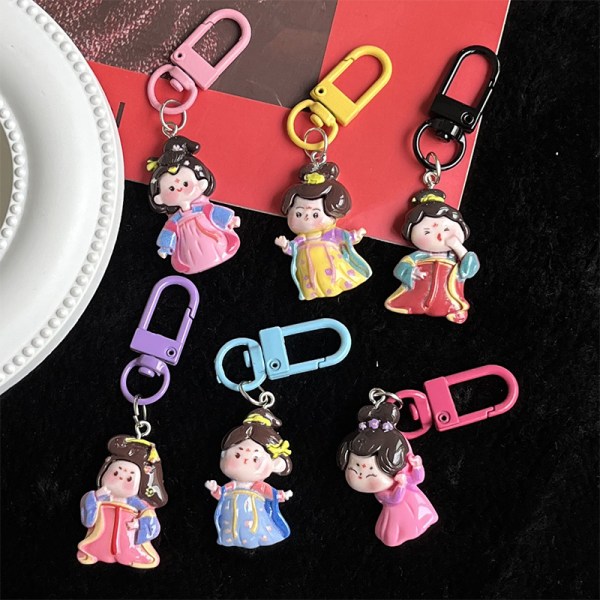 e Tang Dynasty Girl Resin Charms Nyckelring Hängen Väska Charm Ac Yellow