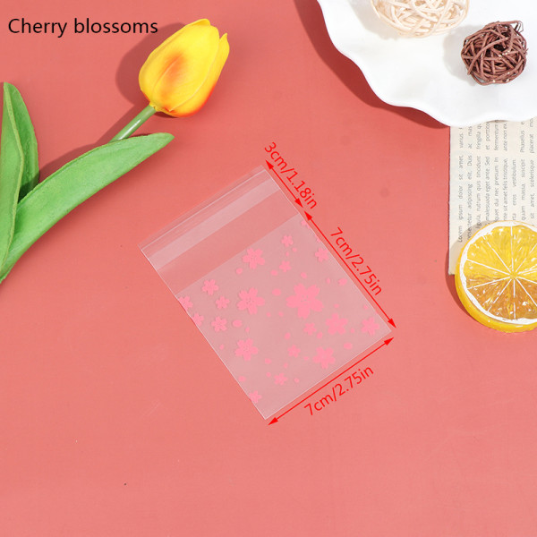 100st/ set Prickar Cherry Blossoms Cookie Godispåse Plastförpackning 2Cherry blossoms