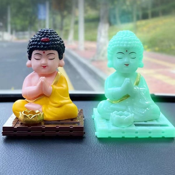 Solar Nodding Buddha Staty Mascot Hem Bil Inredning A1