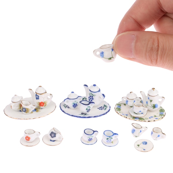 Set i miniatyr porslin Bordsservis Kök Dollhouse Tea A3