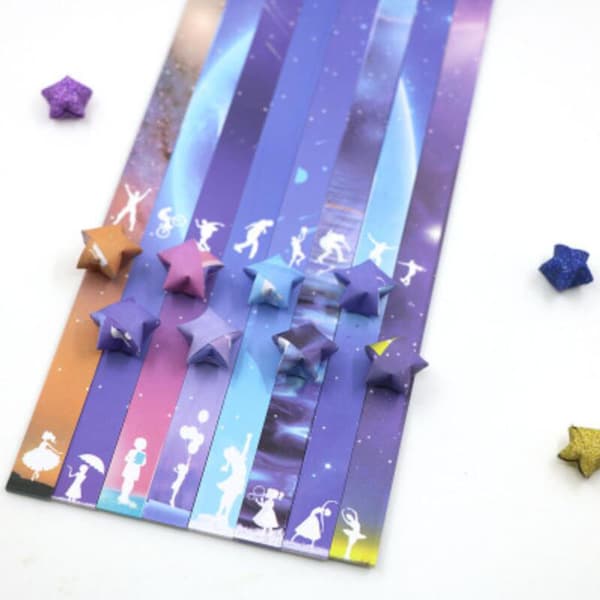 136 X Folding Paper Lucky Star Paper Strip Sky Universe Pattern C