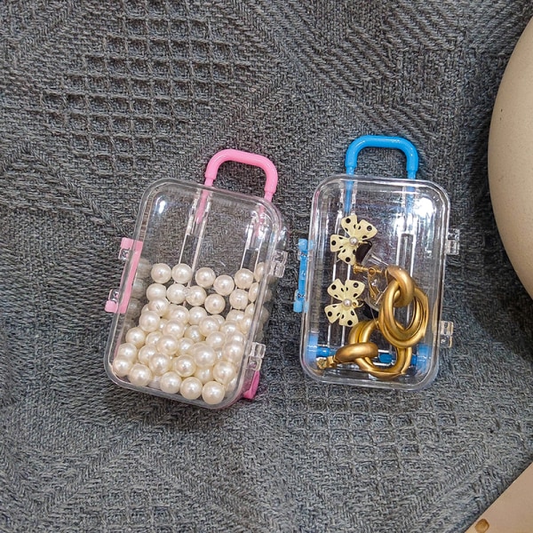 Mini resväska stil förvaringslåda Smycken förvaringsväska Case N L-Black