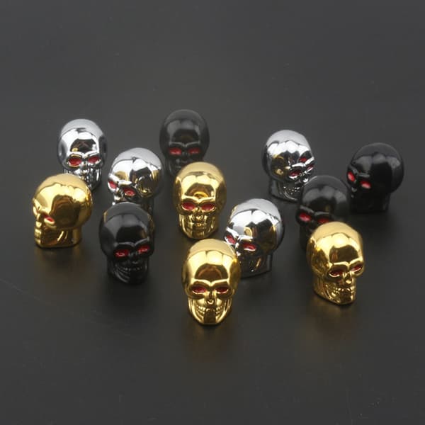 Skull Valve Caps ABS Bil Hjulpluggar För Alufälgar Däck Valv Black