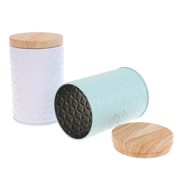 Träkorn Plåtlåda Metall Förvaringslåda Organizer Kaffe Te Light gray