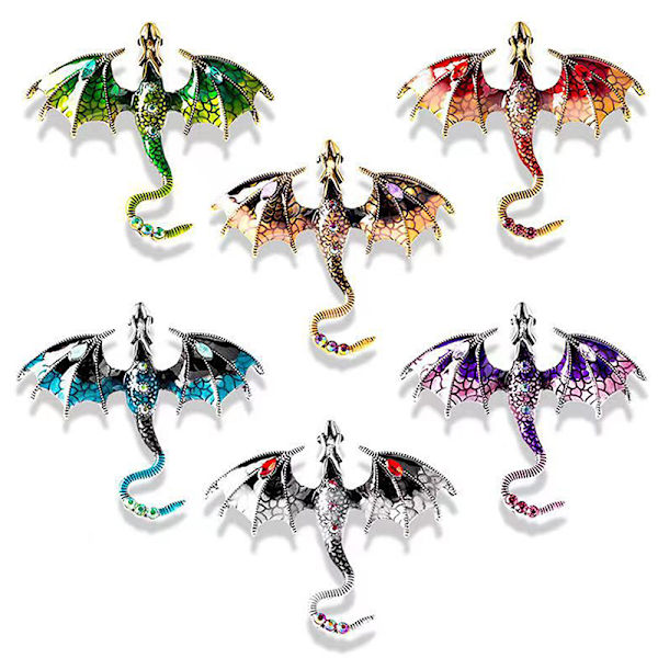 Mode Rhinestone Emalj Flying Dragon Broscher För Kvinnor Clot C