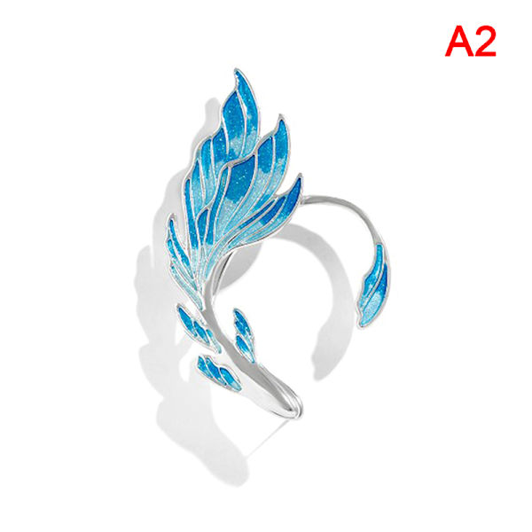 Punk Creative Gradient Blue Fish Ear Cuff Clip örhängen för kvinna Right ear
