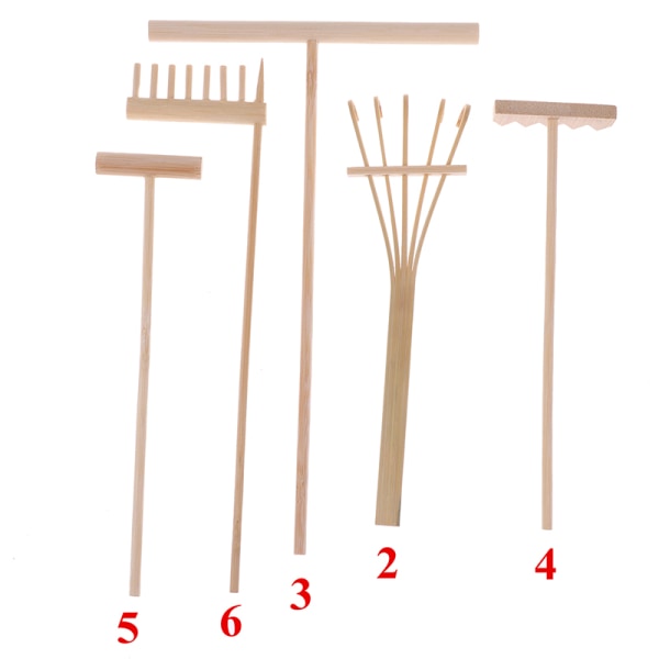 1/5 st Mini Bamboo Rake för Zen Garden Sand Bordsskiva Meditation 2(5 hook 1Pc)