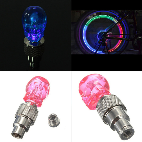 Hot 2x Skull Blinkande LED Ventil Cap Light Neon Wheel Eker Däck Blue