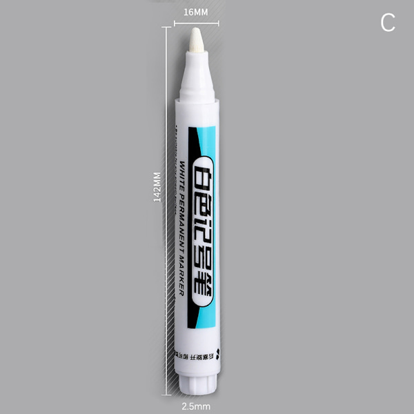 0,7/1,0/2,5 mm Vattentät Vit Marker Pen Paint Tread Pens Bil C