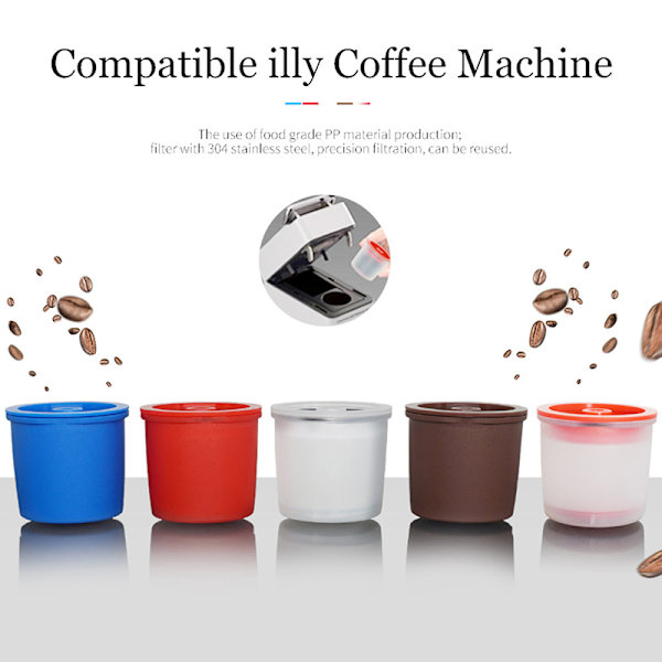 Påfyllningsbara kapselkaffekoppar Kompatibla Illy hines Refill Cof Transparent RED
