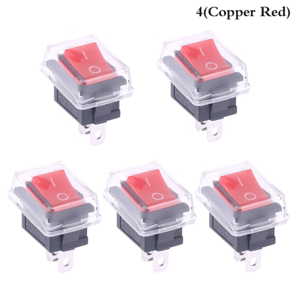 5 Styck Tryckknapp Mini Switch 2Pin On/Off Vippbrytare med wat 4(Copper Red)