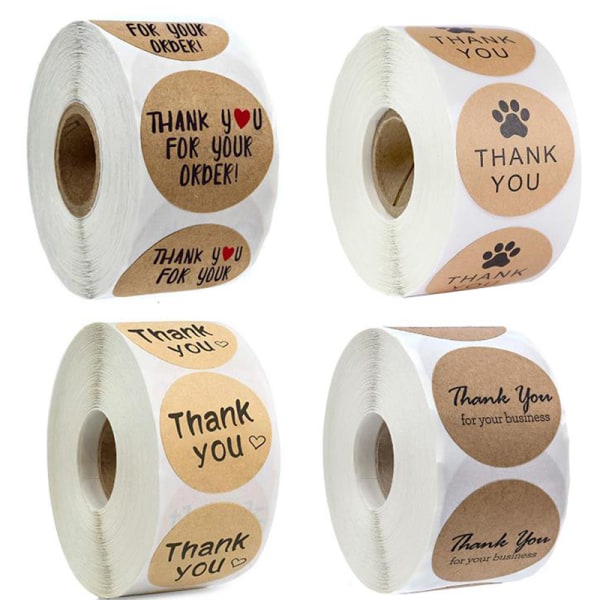500 st Tack för din beställning Kraft Sticker Handmade Packagin B