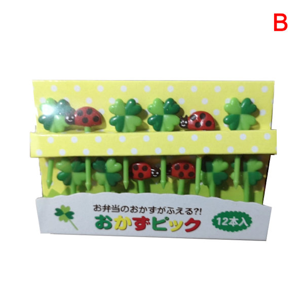 12ST/ set Mini s Animal Cartoon Picks Barn Snack Fruktgaffel B