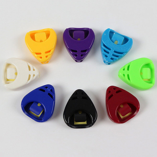 Ny Plactic Guitar Pick Plectrum Holder Case Box blandade färger