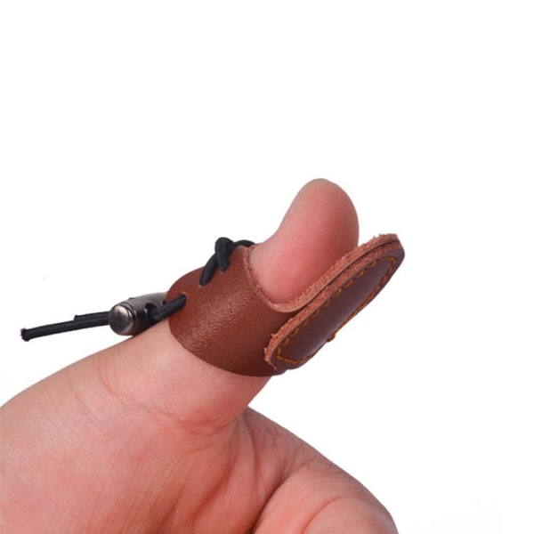 Koläder tumme fingerspetsskydd Skyddsringflik Läder H Brown