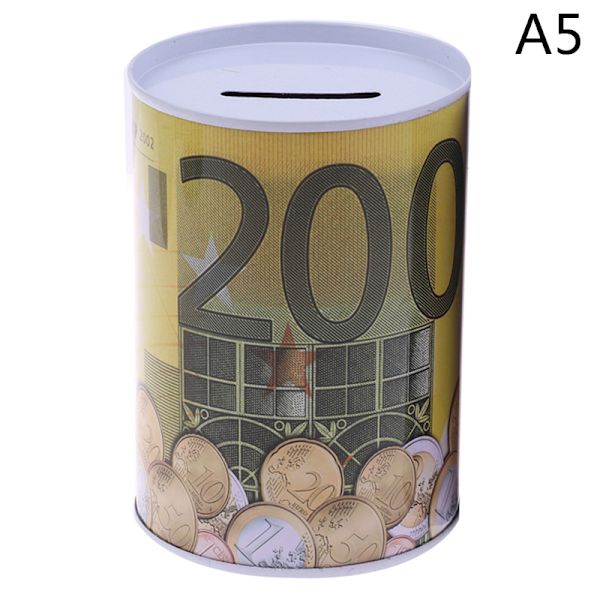 Euro Dollar Pengar Säker Cylinder Spargris Banker För Mynt A5