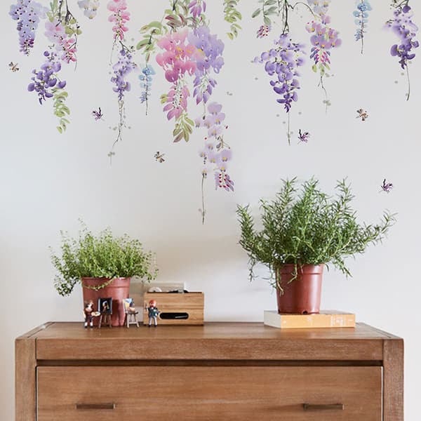Blommor s Blommor Butterfly Väggdekor Konstdekal Hemdecorati
