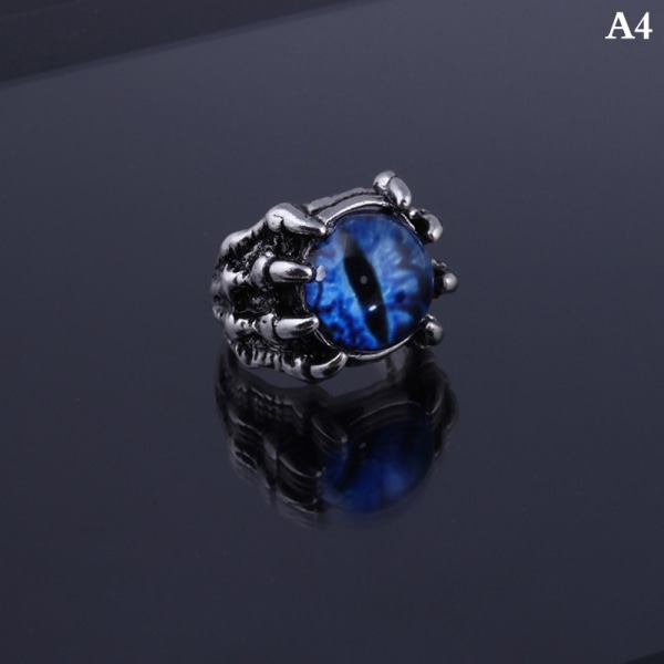Retro gotisk färg Evil Eye Ringar för män dominerande drake Blue