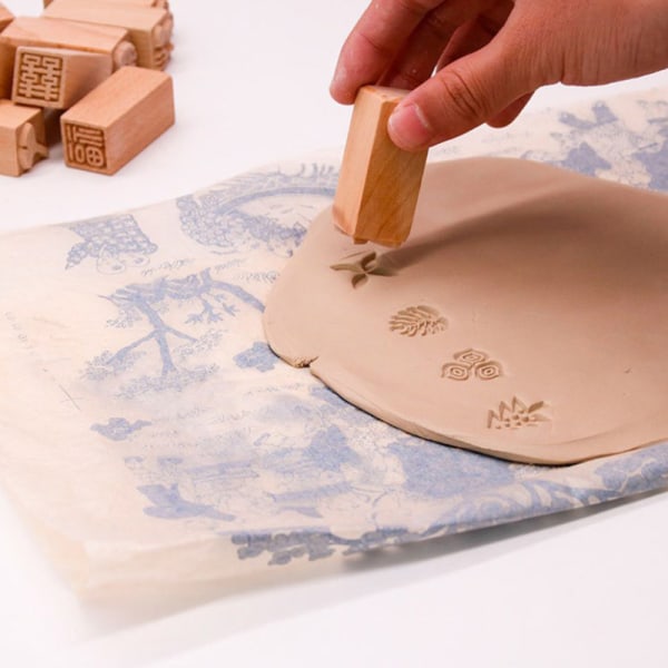 Handsnidade trästämplar Träsigilltryck DIY Clay Keramik P